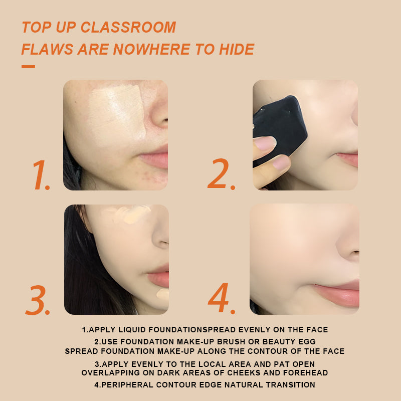 PORCOPE Small Silver Cap Liquid Foundation Modifies Pores and Blemishes, is Not Easy to Remove Makeup, Brightens Combination Dry and Oily Skin, Fits well Without Makeup 1.2fl.oz/35ml