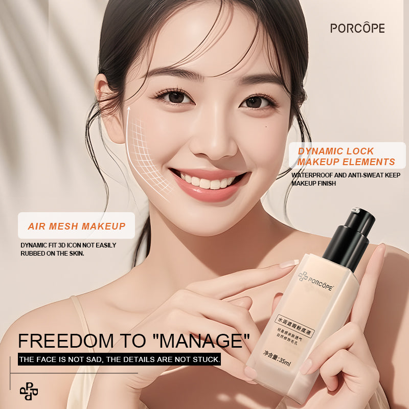 PORCOPE Small Silver Cap Liquid Foundation Modifies Pores and Blemishes, is Not Easy to Remove Makeup, Brightens Combination Dry and Oily Skin, Fits well Without Makeup 1.2fl.oz/35ml
