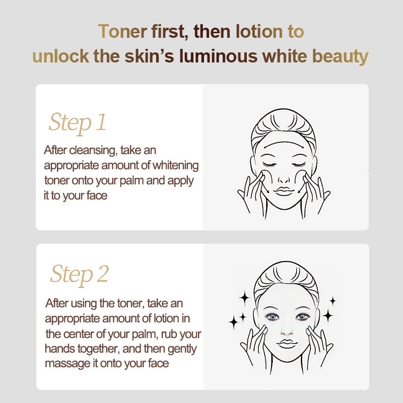 Porcope Aqua-Clear Whitening Toner 100ml 3.52OZ + Soothing Whitening Spot Lightening Lotion 100ml 3.52OZ,A set to improve uneven skin tonedark spots, and acne marks