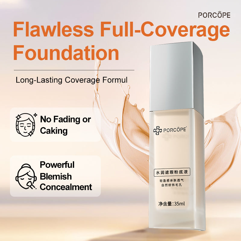 PORCOPE Small Silver Cap Liquid Foundation Modifies Pores and Blemishes, is Not Easy to Remove Makeup, Brightens Combination Dry and Oily Skin, Fits well Without Makeup 1.2fl.oz/35ml