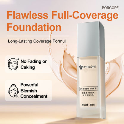 PORCOPE Small Silver Cap Liquid Foundation Modifies Pores and Blemishes, is Not Easy to Remove Makeup, Brightens Combination Dry and Oily Skin, Fits well Without Makeup 1.2fl.oz/35ml