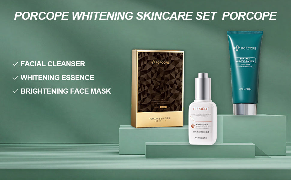 PORCOPE Brightening Skincare Set - Includes Facial Cleanser Serum and Brightening Facial Mask a Moisturizing, Brightening, Repairing and Anti-Aging Facial Care Eet to Improve Rough Skin
