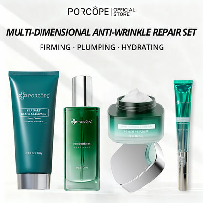 PORCOPE 4-Step Skincare Set Fine Line Care Hydration Cleanser Toner Retinol Cream Eyecream