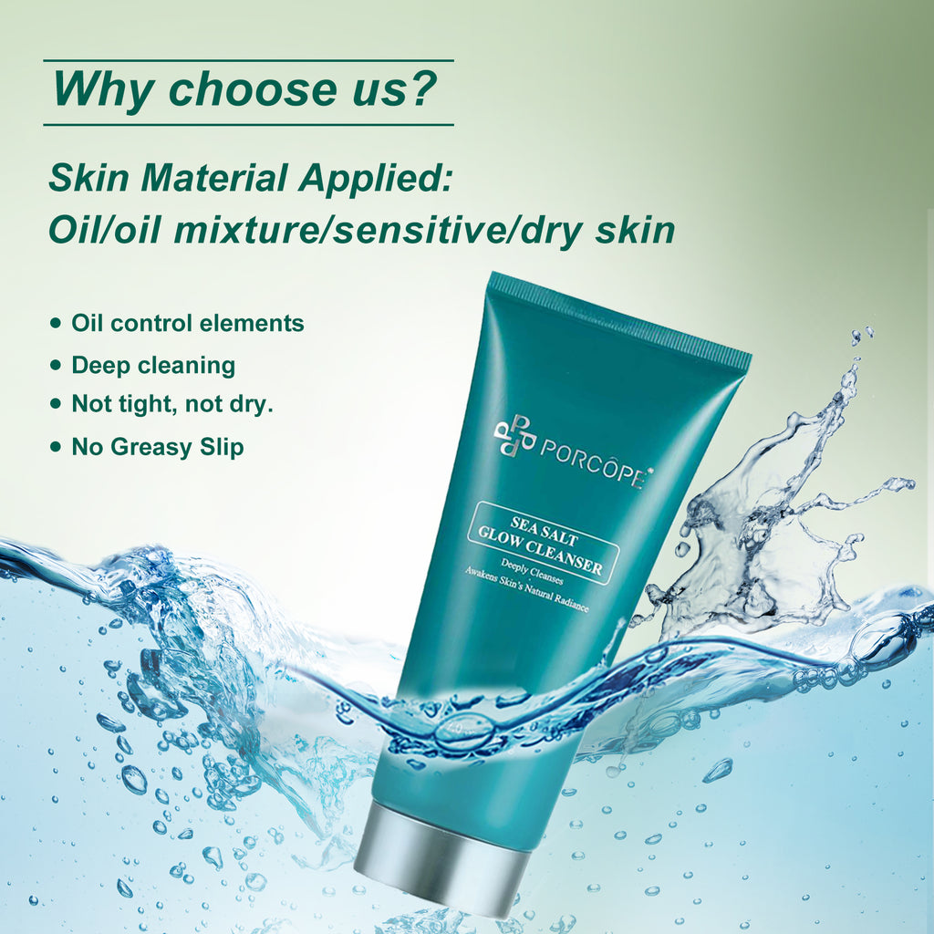 PORCOPE·Facial cleanser oil control cleansing grease soft skin refreshing time sea salt cleanser