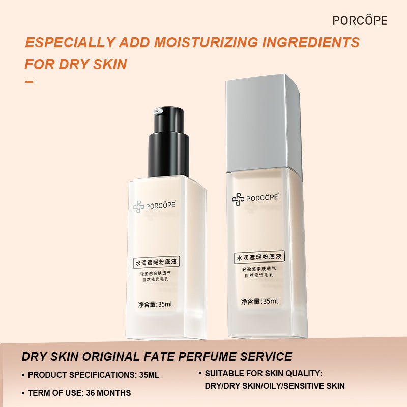 PORCOPE Small Silver Cap Liquid Foundation Modifies Pores and Blemishes, is Not Easy to Remove Makeup, Brightens Combination Dry and Oily Skin, Fits well Without Makeup 1.2fl.oz/35ml