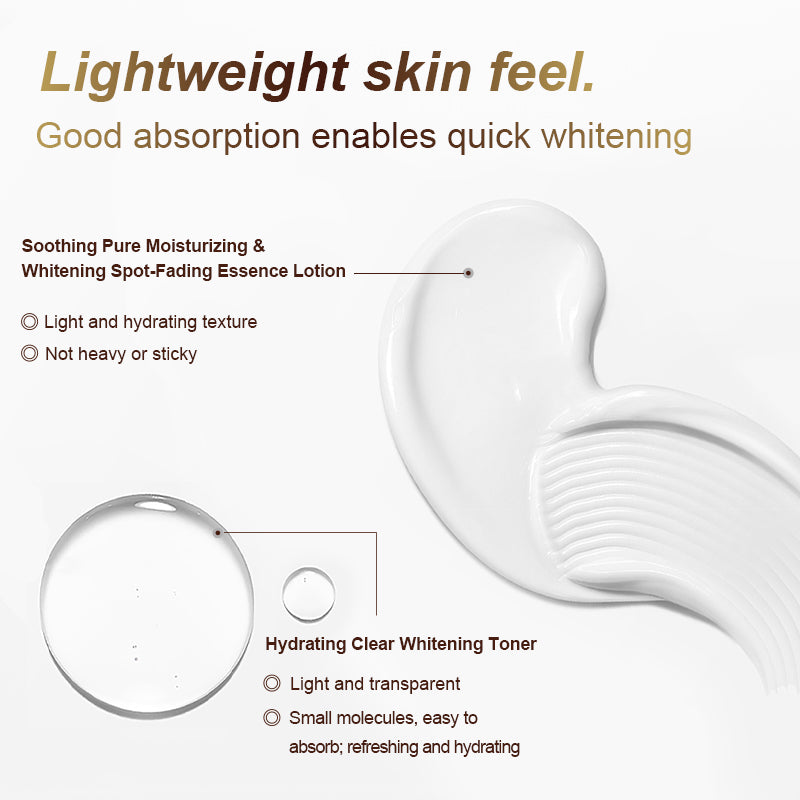 Porcope Aqua-Clear Whitening Toner 100ml 3.52OZ + Soothing Whitening  Spot Lightening Lotion 100ml 3.52OZ，A set to improve uneven skin tonedark spots, and acne marks