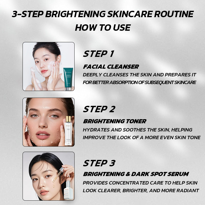 PORCOPE Whitening Skincare Set Cleanses Oil Control Cleanser Moisturizes Toner Brightening Serum