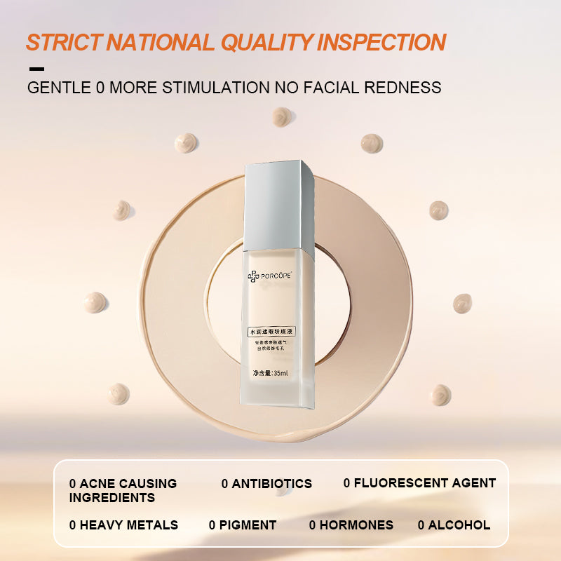 PORCOPE Small Silver Cap Liquid Foundation Modifies Pores and Blemishes, is Not Easy to Remove Makeup, Brightens Combination Dry and Oily Skin, Fits well Without Makeup 1.2fl.oz/35ml