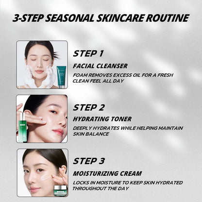 PORCOPR Hydrating Skincare Set Oil-Control Cleanser, Moisturizing Toner &amp; Deep Hydration Cream