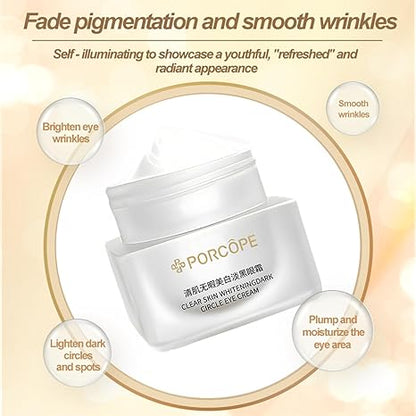 PORCOPE Caffeine Dark Circle Eye Cream - Contains Hyaluronic Acid &amp; Niacinamide Under to Brighten Eye Area, Reduce Dark Circles &amp; Smooth Wrinkles - Caffeine Eyes Serum 0.5 fl oz