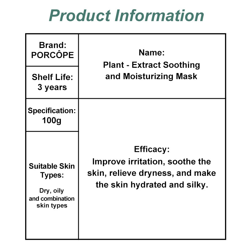 PORCOPE Overnight Hydrating Sleeping Mask - Contains Hyaluronic Acid, Plant Extracts, Natural Moisturizing Factors - Improves Skin Irritation, Relieves Dryness, Leave-In Sleeping Facial Mask 3.5 fl oz
