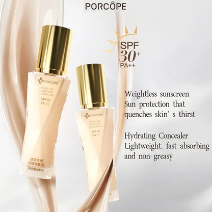 PORCOPE Lightweight Foundation Long-Lasting 24H Waterproof Sweatproof Natural Coverage SPF30+ PA++