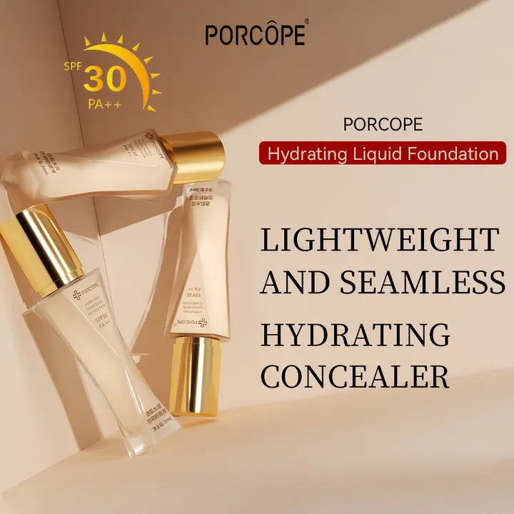 PORCOPE Lightweight Foundation Long-Lasting 24H Waterproof Sweatproof Natural Coverage SPF30+ PA++