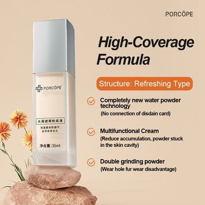 PORCOPE Small Silver Cap Liquid Foundation Modifies Pores and Blemishes, is Not Easy to Remove Makeup, Brightens Combination Dry and Oily Skin, Fits well Without Makeup 1.2fl.oz/35ml